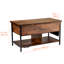Table basse, table basse à plateau relevable avec sac de rangement en tissu, petite table basse avec station de charge et lumière USB et DEL, tables basses 4-en-1 pour le salon et le bureau, brun
