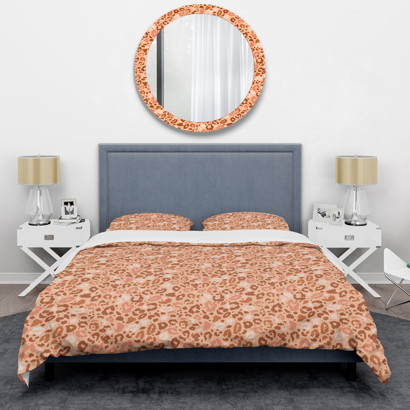 Ensemble de housse de couette en microfibre brun / orange 3 pièces