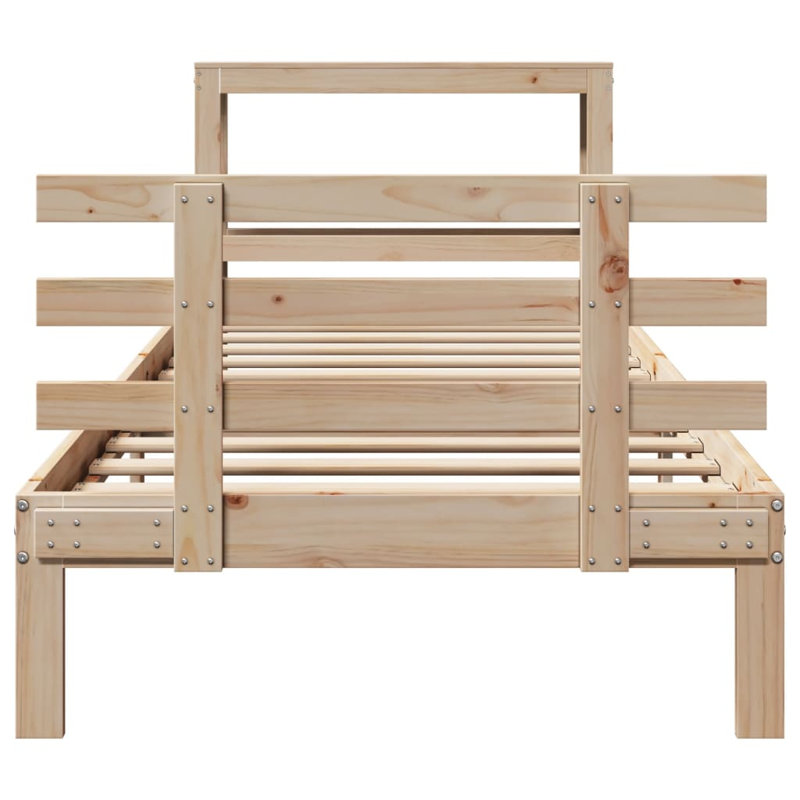 Bed Frame With Headboard Without Mattress, 106 x 224.5cm, Natural