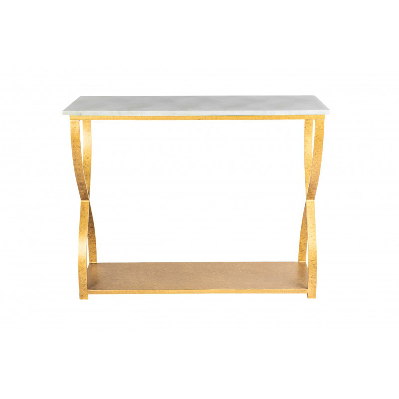 Mary 45" Console Table, Royal Gold, Carrera Marble