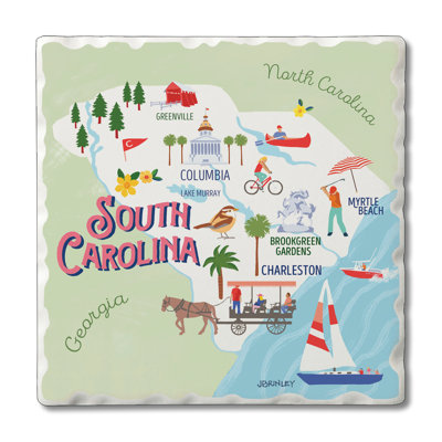 Thirstystone South Carolina 4 Piece Tumbled Tile Coasters