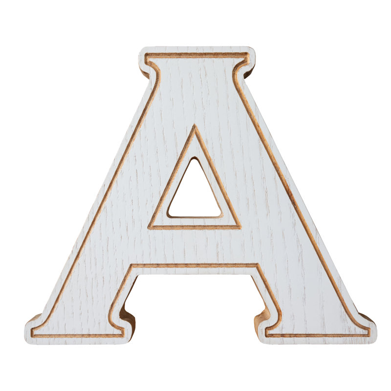 Rayne Solid Oak 8" Letter, White, A