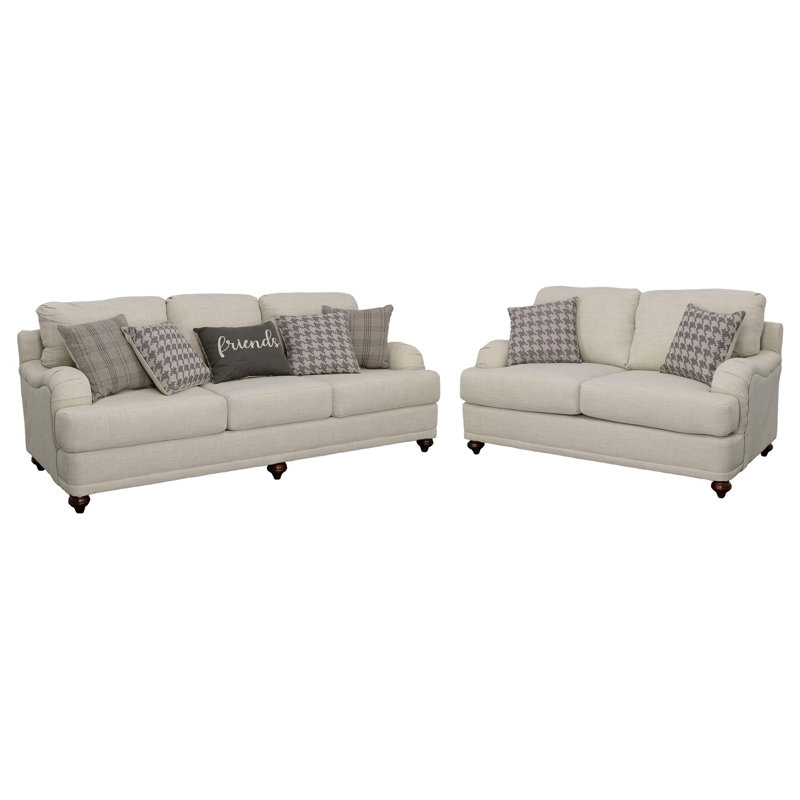 Ensemble de canapé rembourré 2 pièces Shulem - gris clair, Tissu beige