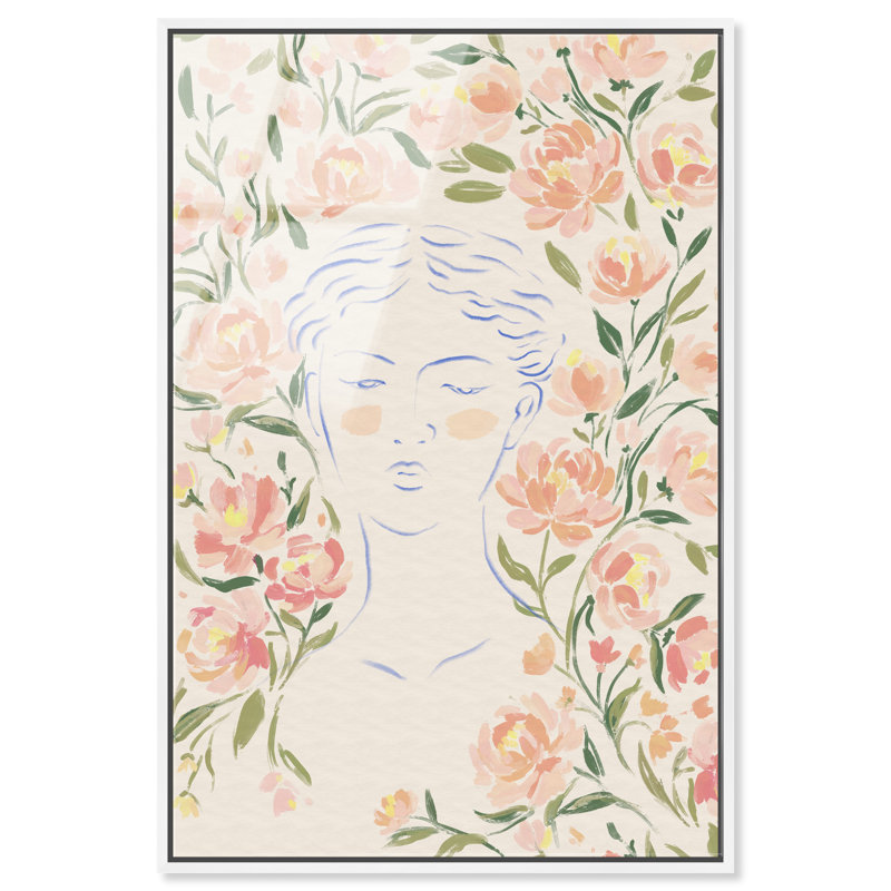 Artemis And Flowers Print by Oliver Gal, 55"H x 37"W, White Floater Frame