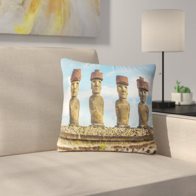 Moai avec housse de coussin carré Portrait Photo