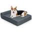 Lit orthopédique en mousse à mémoire de forme pour grands chiens Tucker Murphy Pet ™ avec appui-tête et housse lavable Gris