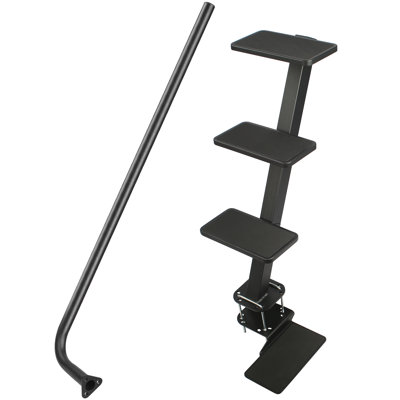  4-Step Boat Steps For Trailer With Handle,Heavy Duty Non-Slip Boat Trailer Steps Universal Fit For Bass/Pontoon Boat Trailers