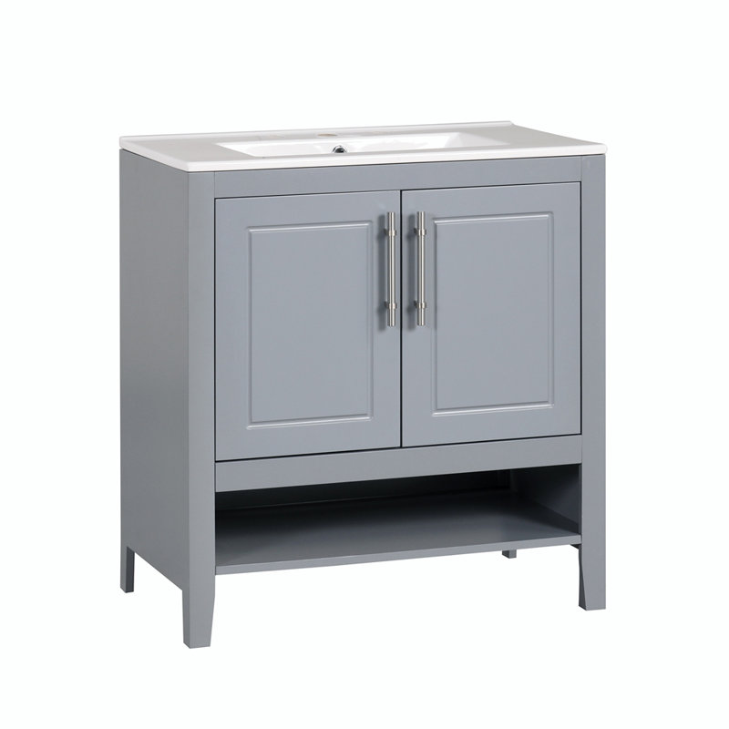 Meuble-lavabo simple 30 po avec comptoir en céramique