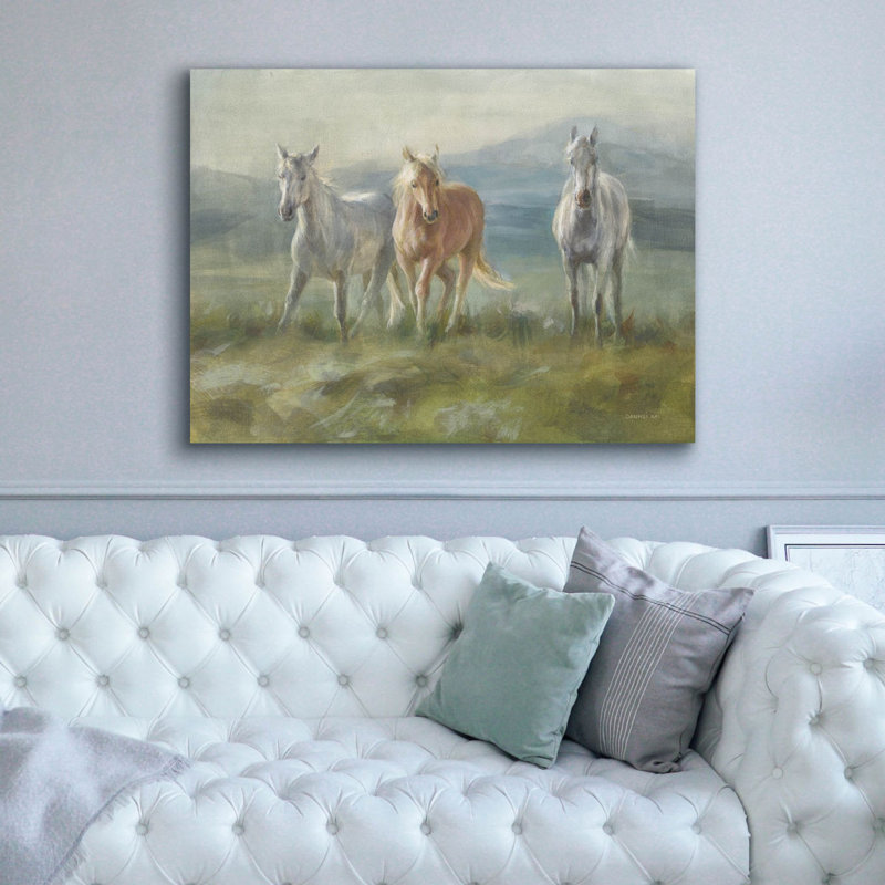 Art mural sur toile Red Barrel Studio® «Rangeland Horses» par Danhui Nai, H 40 po x l 54 po