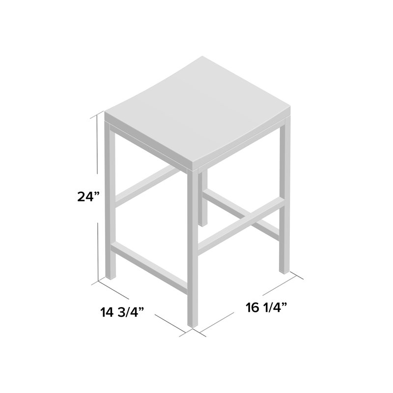 Modern Black 24-Inch Counter Stool with Durable Mango Wood Seat and Powder-Coated Iron Frame, Counter Stool (24" Seat Height)