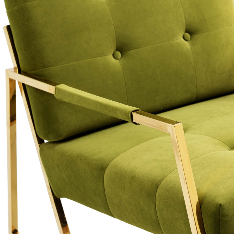 Fauteuil en velours capitonné 25,2 po Jerrimiah, Velours vert olive