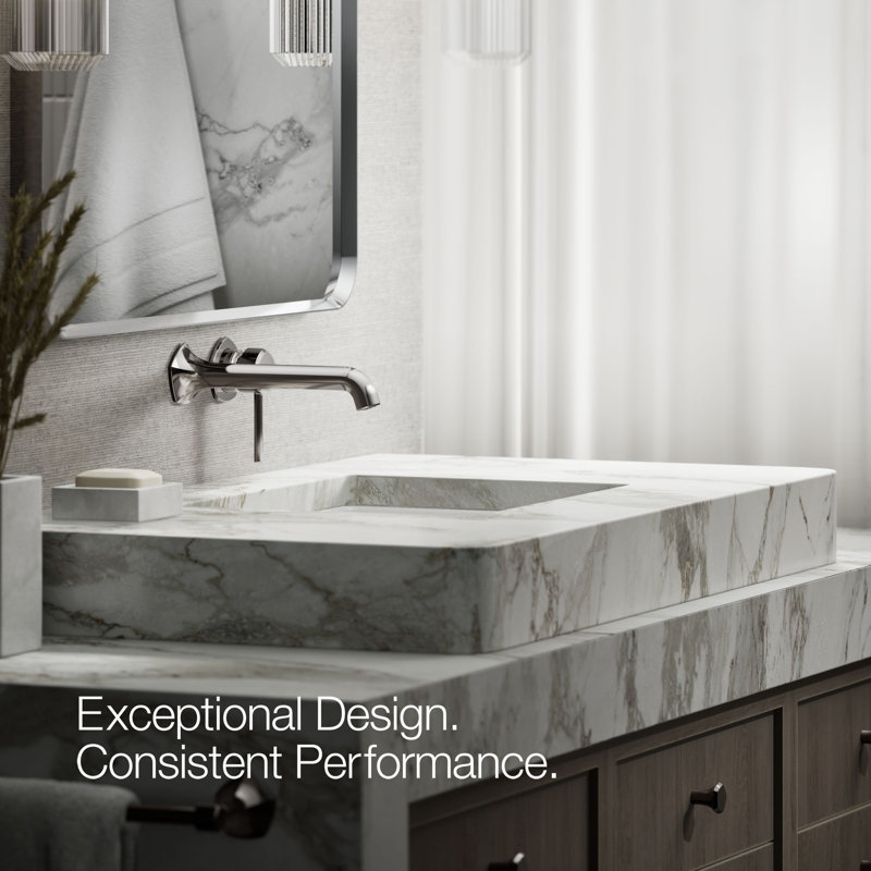 Occasion Sink Spout with Straight Design Wall Mount Bathroom Faucet with Drain Assembly, Vibrant Titanium