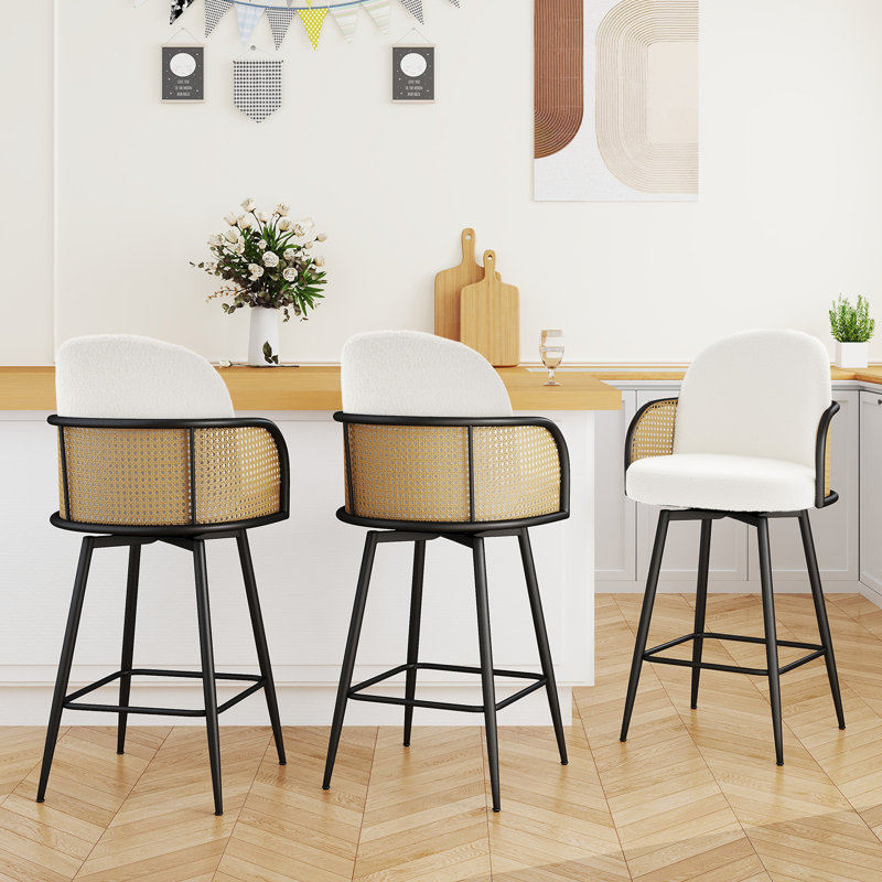 Tabouret de bar 26 po Mid-Century, Blanc, 3