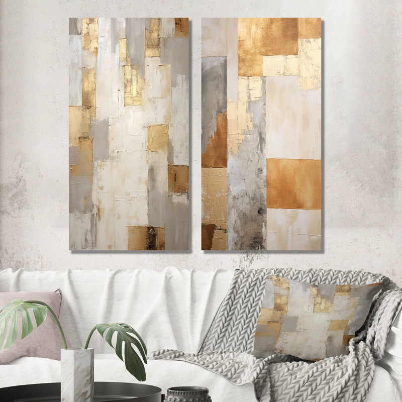 Minimalisme moderne, art zen scandinave moderne - ensemble de 2 reproductions d'art en métal, H 28 po x l 24 po