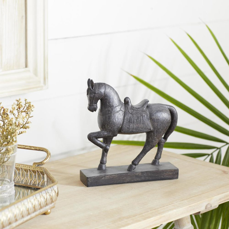 Sculpture cheval polystone brun