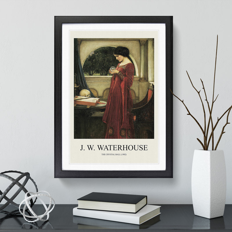 The Crystal Ball by John William Waterhouse - Framed Print, 48cm H x 36cm W x 2cm D, Black Framed