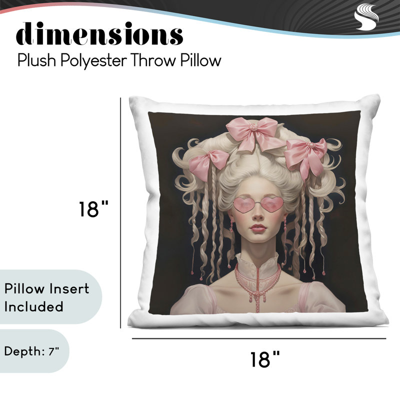 Coussin décoratif Rococo Woman Opulent Ribbons, imprimé par Grotto Studios, 18 x 7 x 18, Rose 2