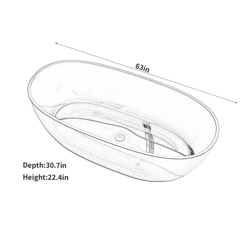 Ensemble de douche et baignoire incurvée incurvée l 63 po x H 22,4 po, Noir, noir, noir, noir