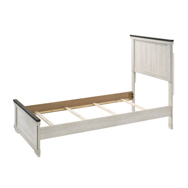 Twin Size Bed In Antique White & Brown Rustic Style For Bedroom Furniture Brown, Cozy Addition