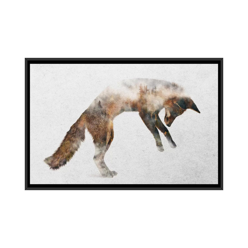 « saut fox », impression sur toile, H 18 po x l 26 po x P 1,5 po, Toile avec cadre noir