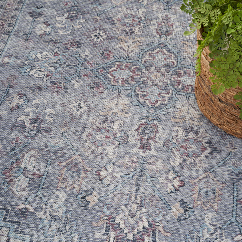 Machine Washable Oriental Gray Area Rug, Rectangle 7'10" x 9'10"
