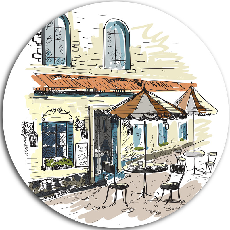 « street café », reproduction d’art sur métal, H 38 po x l 38 po x P 1 po