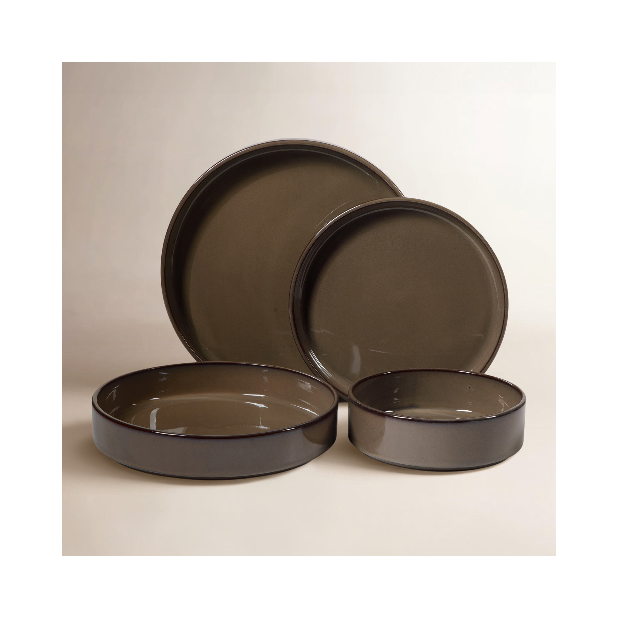 Santorini Terracotta Dinnerware Set - Service for 4, Driftwood