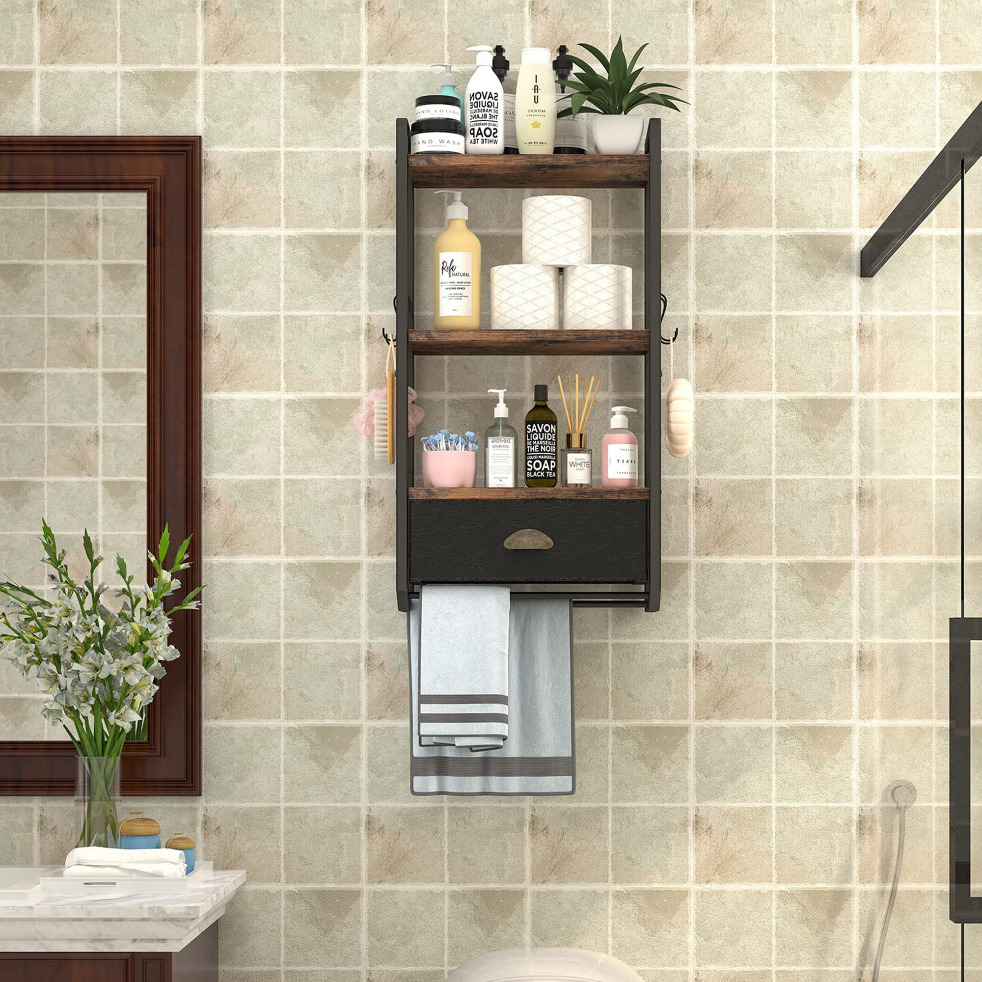 Pyala Metal Wall Mounted Bathroom Shelves 17 Stories Finish: Brown