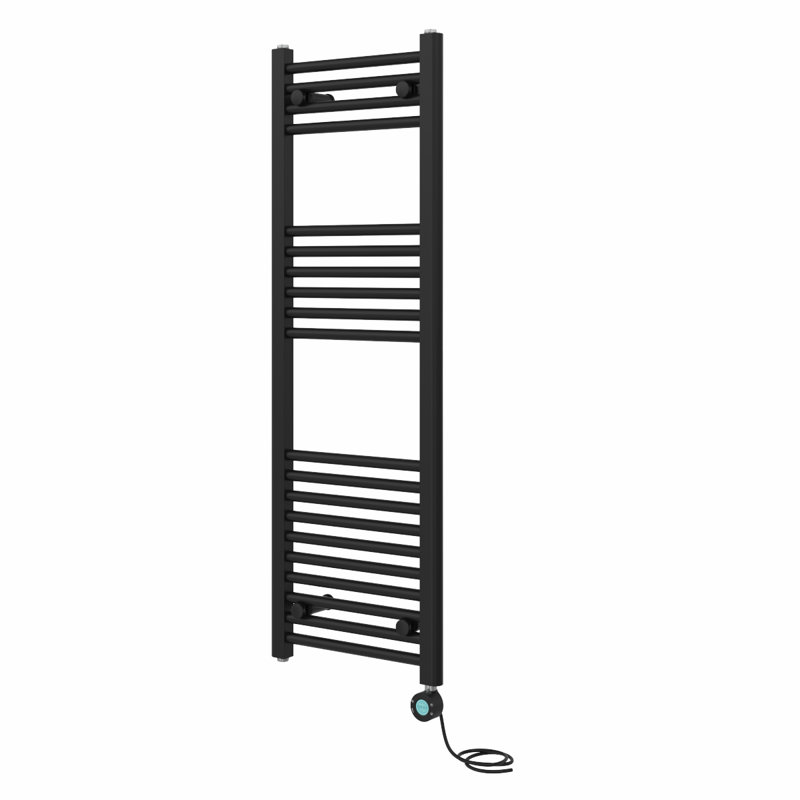 Arlandria Straight Towel Rail Heated Towel Rails, Black, 120cm H x 40cm W x 3cm D