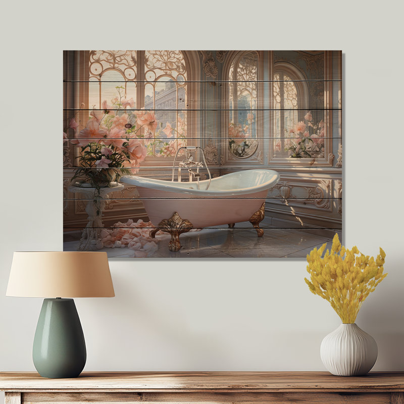 «Bathroom Bathroom Ethereal Glow III», reproduction sur bois sans cadre, H 10 po x l 20 po x P 0,78 po