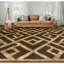 Tapis géométrique rectangulaire en soie / laine noué à la main brun / or-88508290