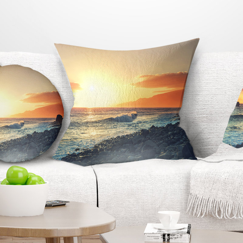 Coussin de mer côte madère avec eaux de mer, Carrée 18 po x 18 po