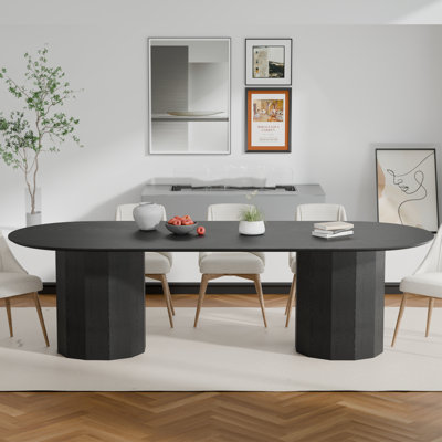 Table de conférence 86 pouces ovale noire pour les grandes salles de réunion