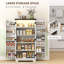 Armoire de cuisine 47 po avec lumière DEL à détection, armoire de rangement de ferme avec portes, 2 tablettes réglables et 12 tablettes de porte, armoire autoportante, blanc
