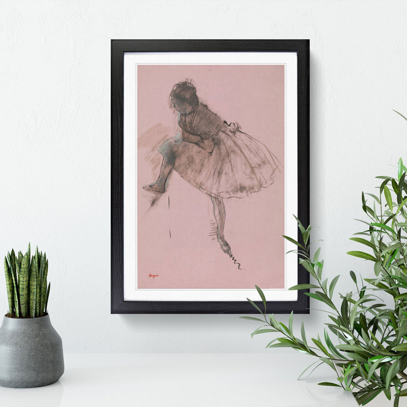 Study of a Ballet Ballerina Dancer Vol.1 by Edgar Degas - Framed Print, 36cm H x 27cm W x 2cm D, Black Framed