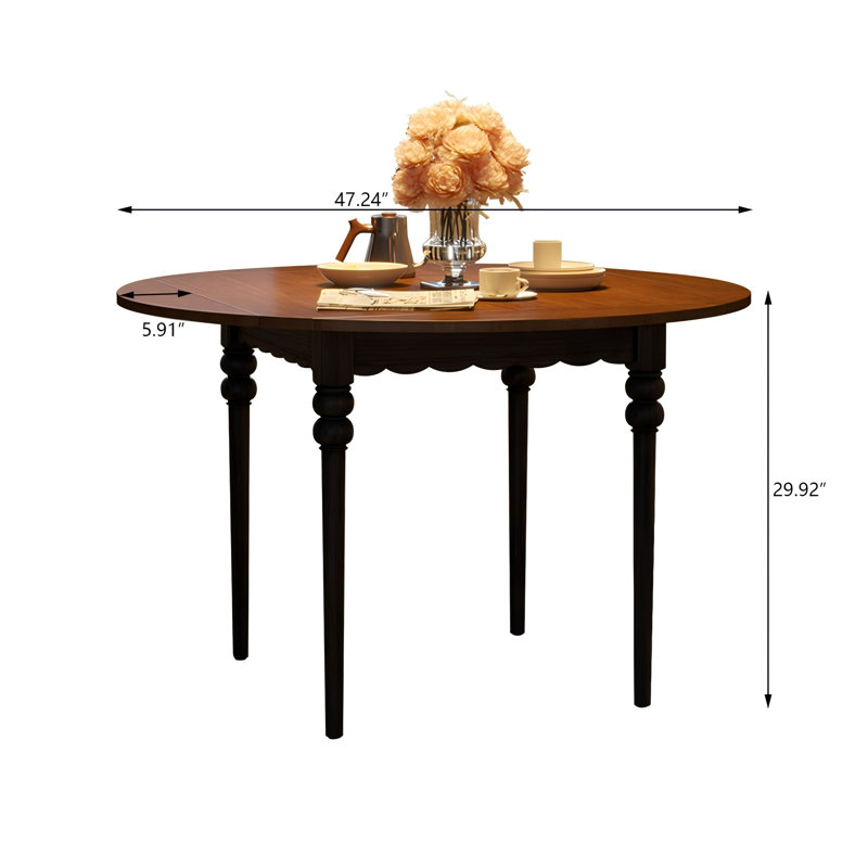 Table de salle à manger en bois de buis massif et bois de frêne brun et noir