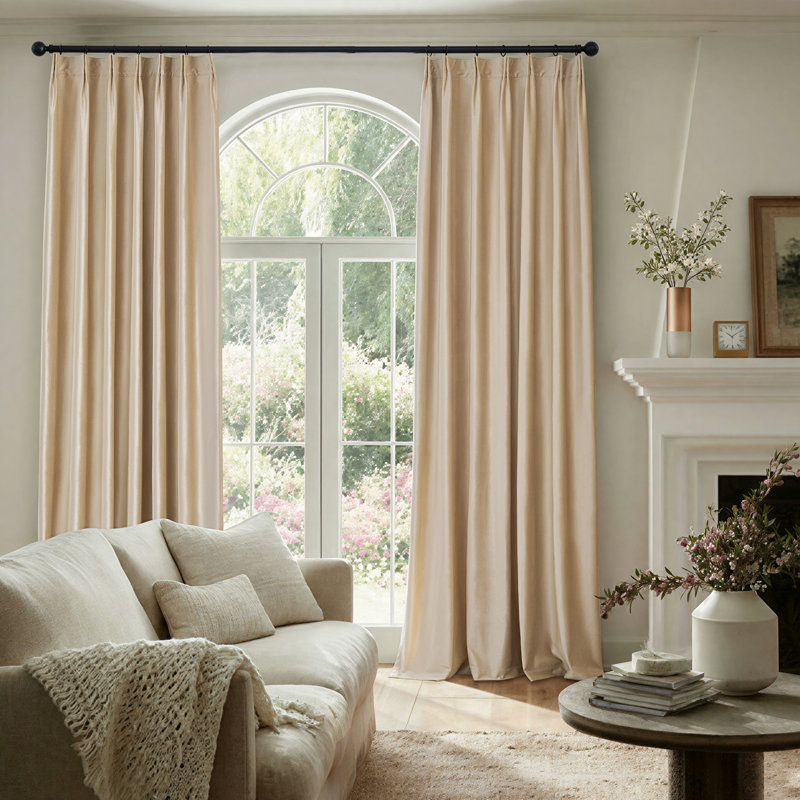 Luxury Velvet Pinch Pleated Blackout Curtains - Room Darkening Thermal Insulated Back Tab Soundproof Drapes with Hooks+Rings (set of 2)