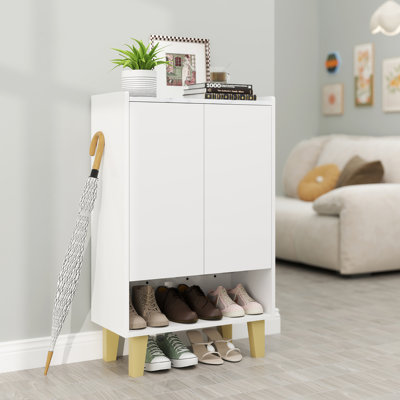  Shoe Storage Cabinet Freestanding Shoe Organizer w/ Anti-tipping Kit Open Shelf