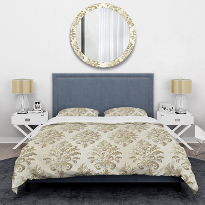 Ensemble de housse de couette beige Glam Damask I - Glam