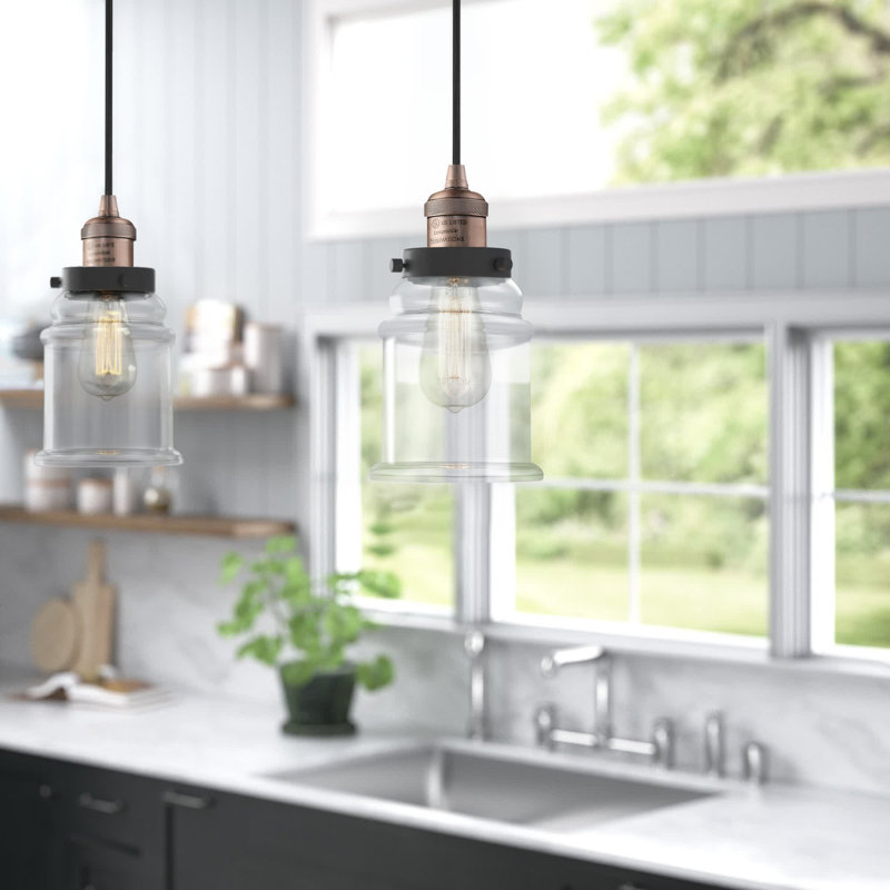 Alexandira 1 - Light Single Pendant, Antique Copper with Matte Black accents, Clear