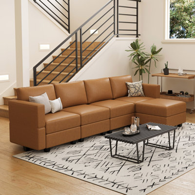Colusa Faux Leather L-Shaped Sectional Sofa