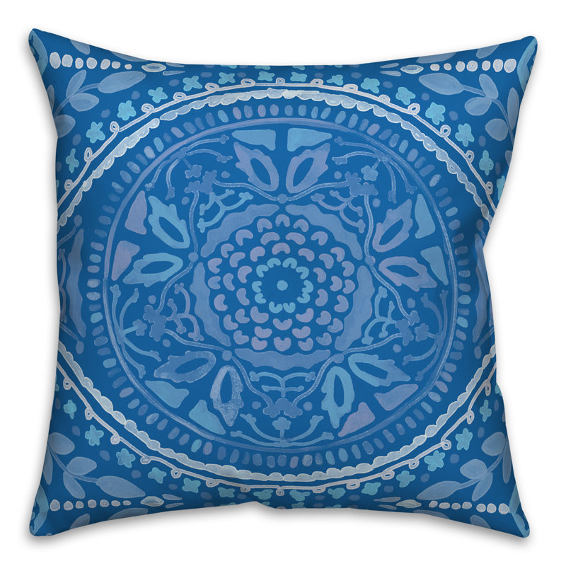Housse et insert de coussin extérieur d'extérieur, Bleu, Floral 1
