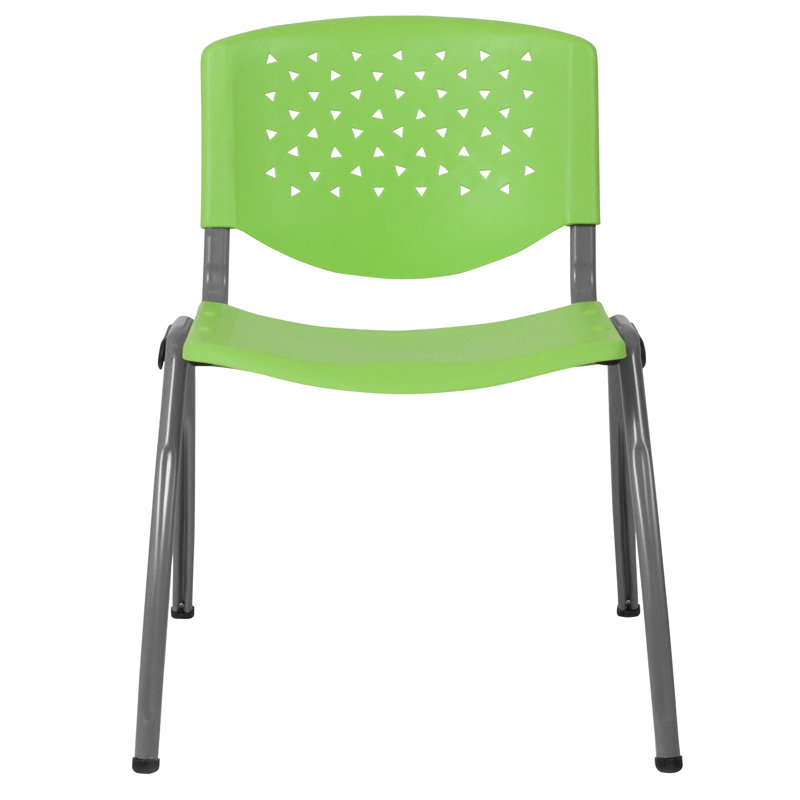 Oliverson Plastic Stacking Lobby Chairs with Perforated Backs, Green