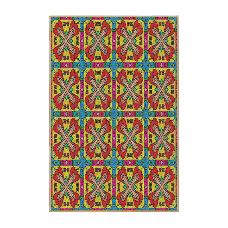 Tapis décoratif rouge floral Pineau, Rectangle 6 pi x 9 pi