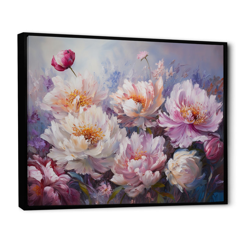 «Pink Peony», impression sur toile, Cadre flottant noir, H 24 po x l 32 po x P 1 po