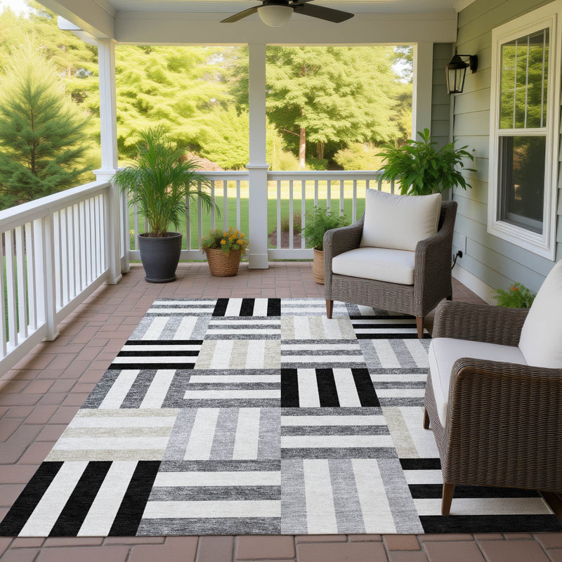 Machine Washable Indoor/Outdoor Aten ACN2332 Geometric Rug, Rectangle 5' x 7'6"