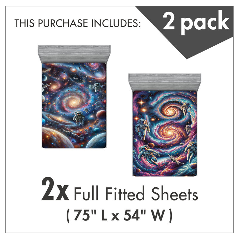 Microfiber Outer Space Fitted Sheet, Full Fitted Sheet