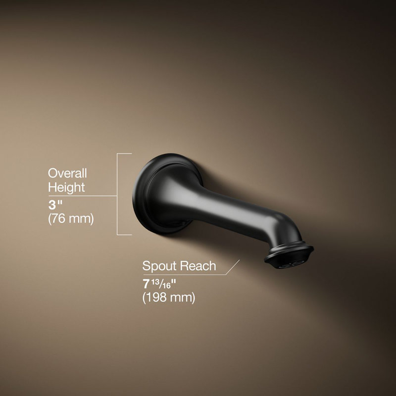Artifacts Wall-Mount Bath Spout with Turned Design, Matte Black