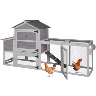Mobile Chicken Coop with Wheels & Nesting Box for Outdoor, Expandable Chicken House with Leakproof Pull-Out Tray and UV-Resistant Roof Panel
