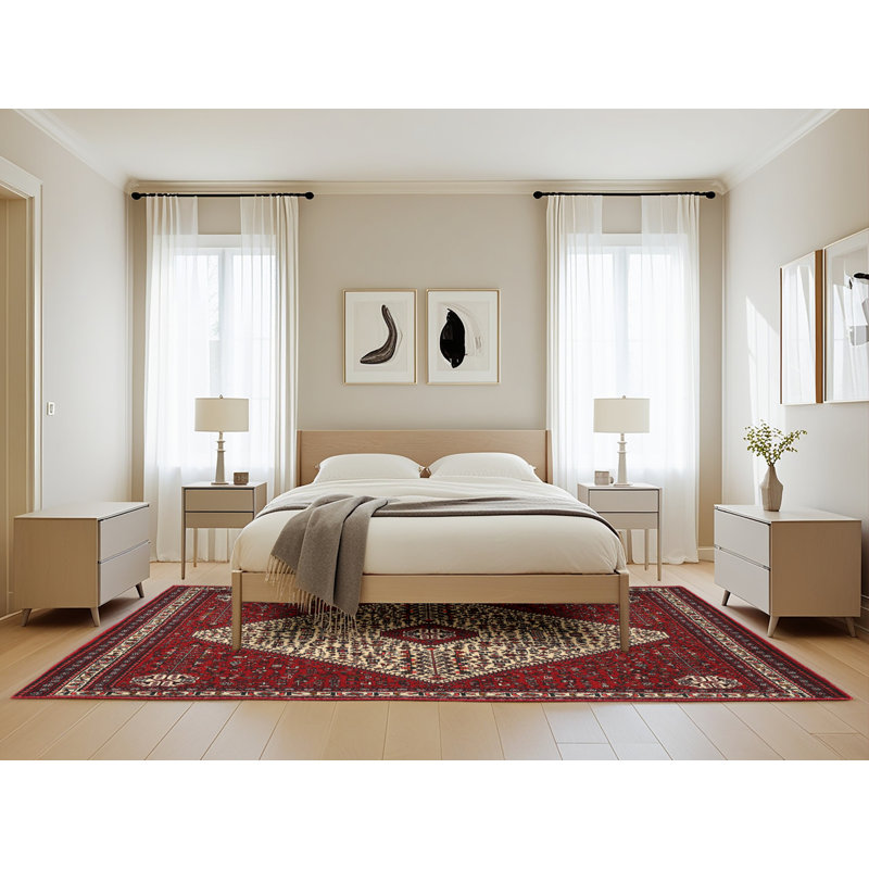 Tapis oriental rouge / ivoire, Rectangle 5 pi x 8 pi